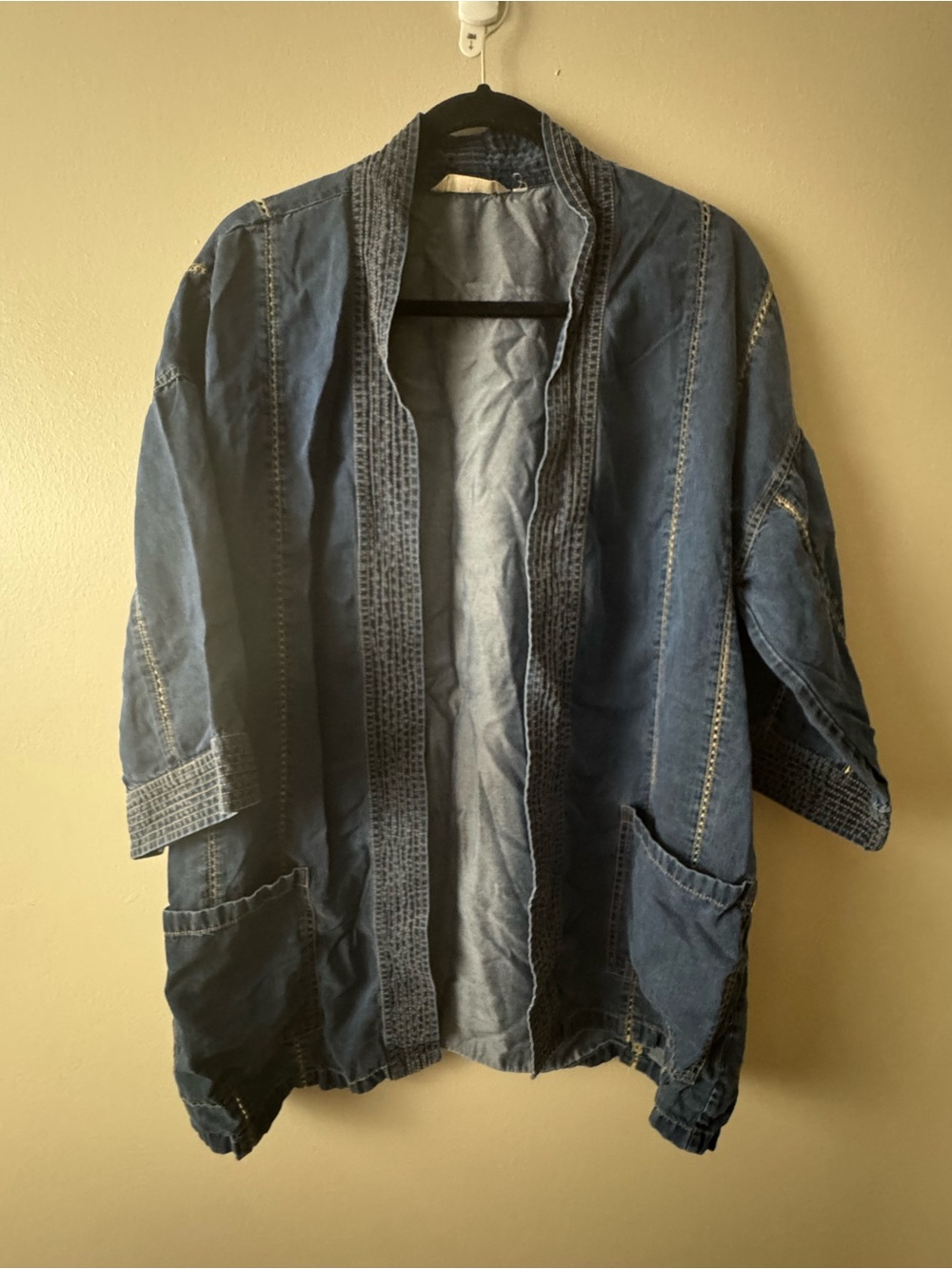 Soft Surroundings Open-Front Denim Kimono-Style Jacket XL